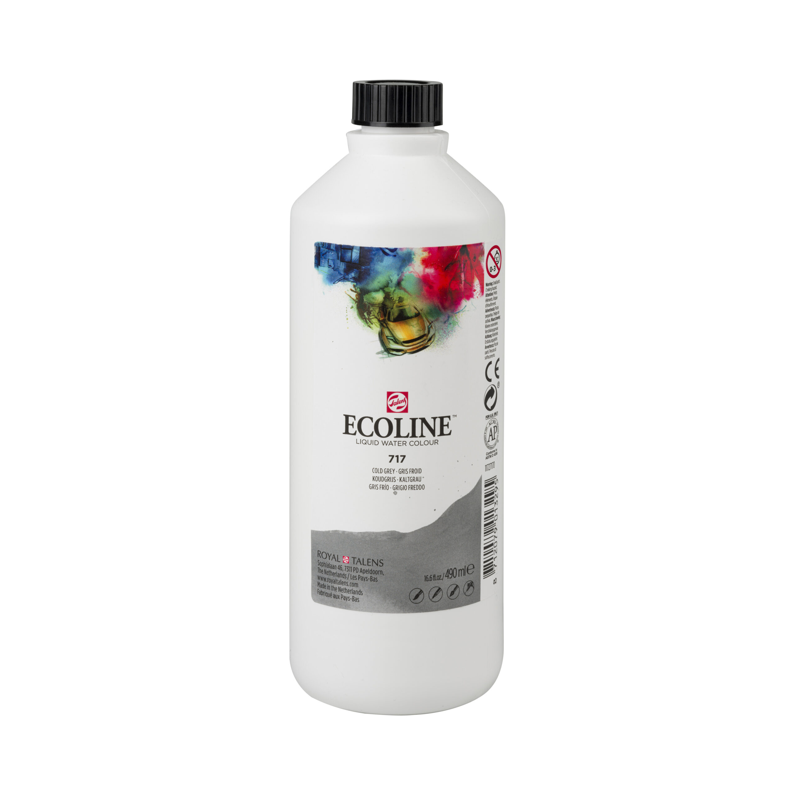 Ecoline Vloeibare Waterverf Fles 490 ml Koudgrijs 717