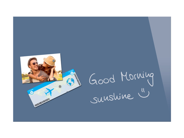 Glasmagneetbord Be!Board blauw gepoederd 600x400x9mm incl. 2
