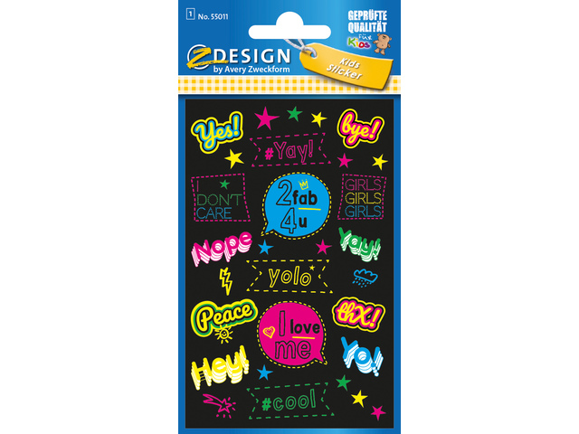 Neon etiket Z-design Kids teksten pakje a 1 vel