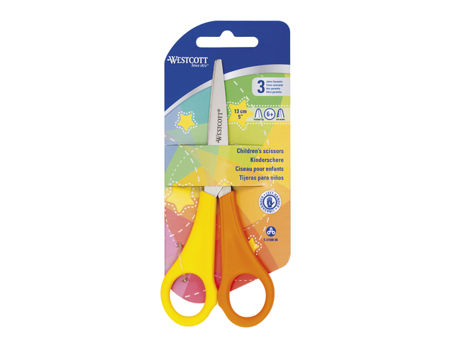 Schaar Westcott Kids 13cm LH kunststof spitse punt oranj