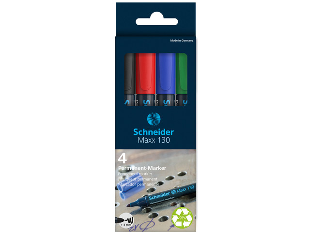 Marker Schneider Maxx 130 ass permanent, ronde punt etui a 4