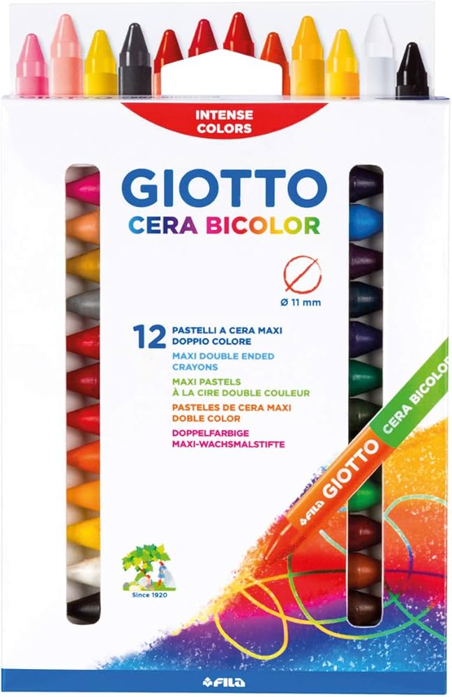 Giotto Giant Bicolor Set van due 12 Waskrijt Potloden, 24 colors