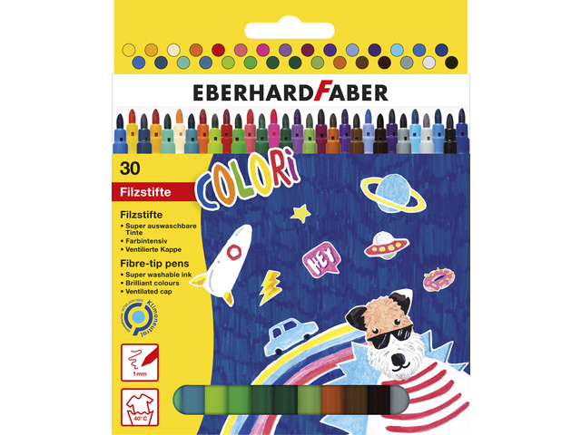 Viltstift EFA uitwasbaar in 30 kleuren.