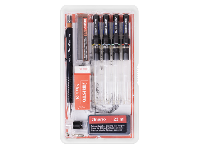 Tekenpen PRO Aristo Studio- set 9-delig 0.18-0.25-0.35-