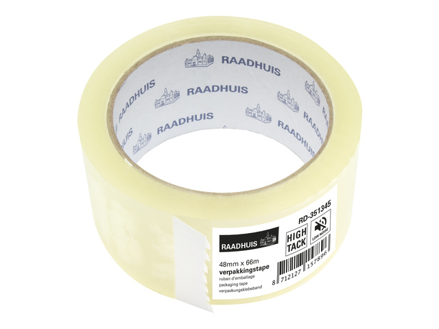 Verpakkingstape Raadhuis PP 48mmx66m transparant high tack