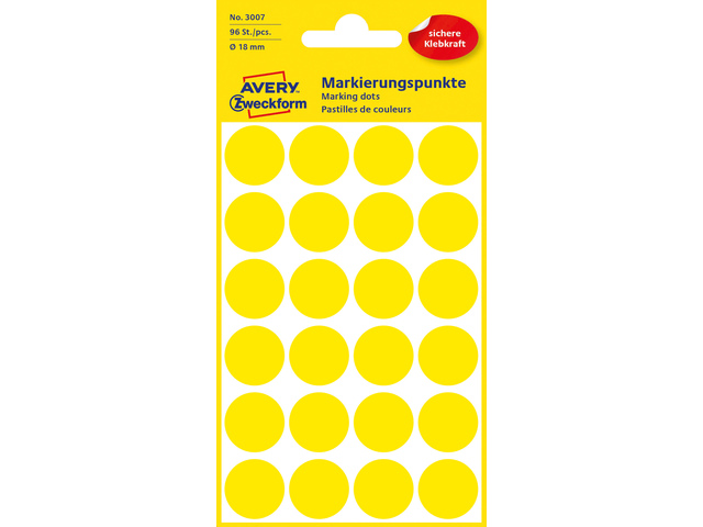 Etiket Zweckform 18mm rond blister 4 vel a 24 et. geel