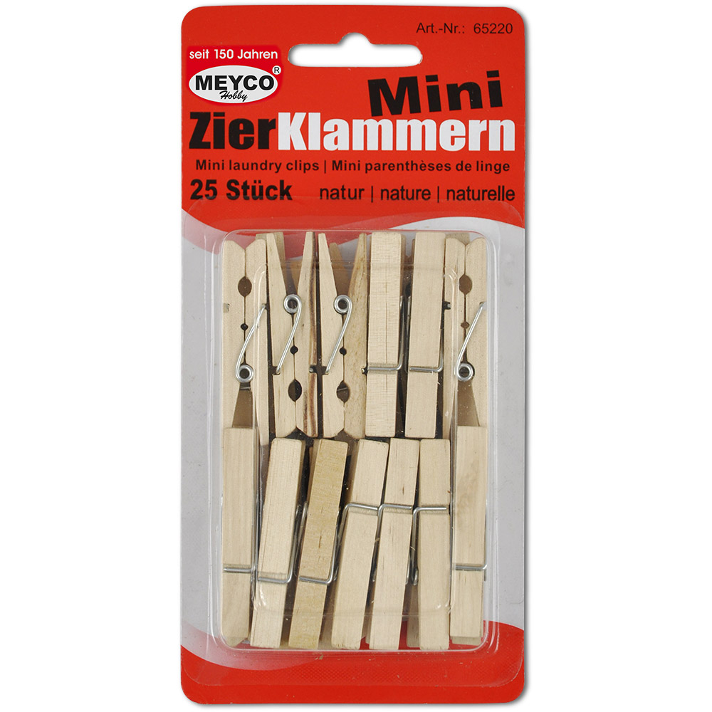 Meyco Houten wasknijpers mini, 45 mm, naturel
