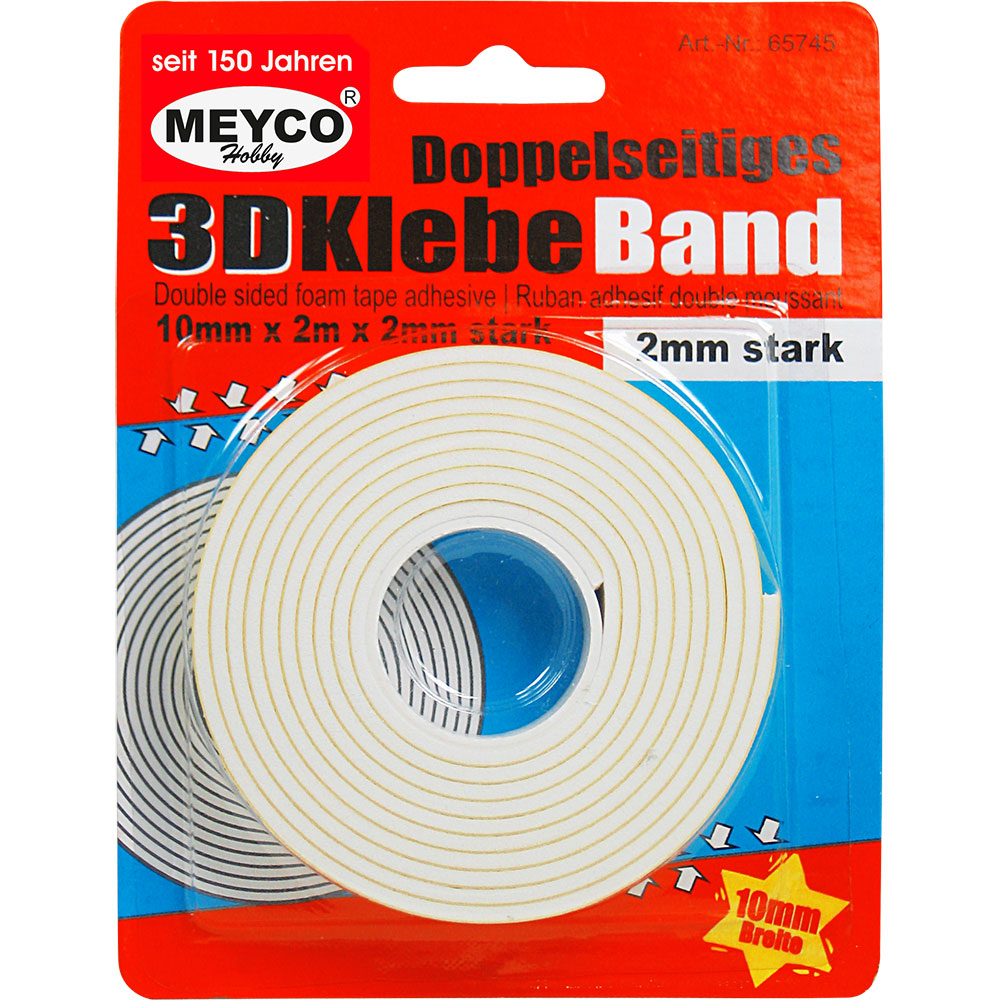 Meyco 3D Plakband afstandhouder 2mm x10 mm ,2 mm dik