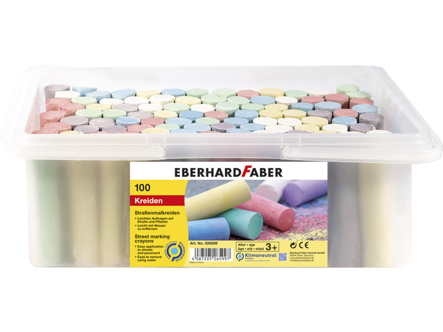 Stoepkrijt EFA 8kleuren in bak 100 stuks