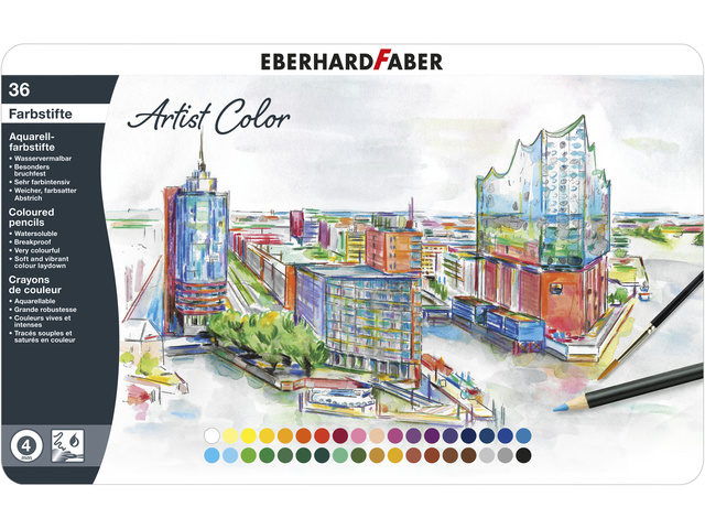 Aquarelkleurpotlood EFA metalen etui a 36st