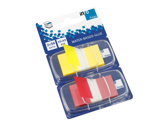 Info flags 2x 25x43mm assort geel, rood blister à 2x50st.