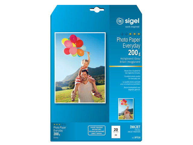 Inkjetfotopapier Sigel A4 Everyday+ 200grs wit 20 vel