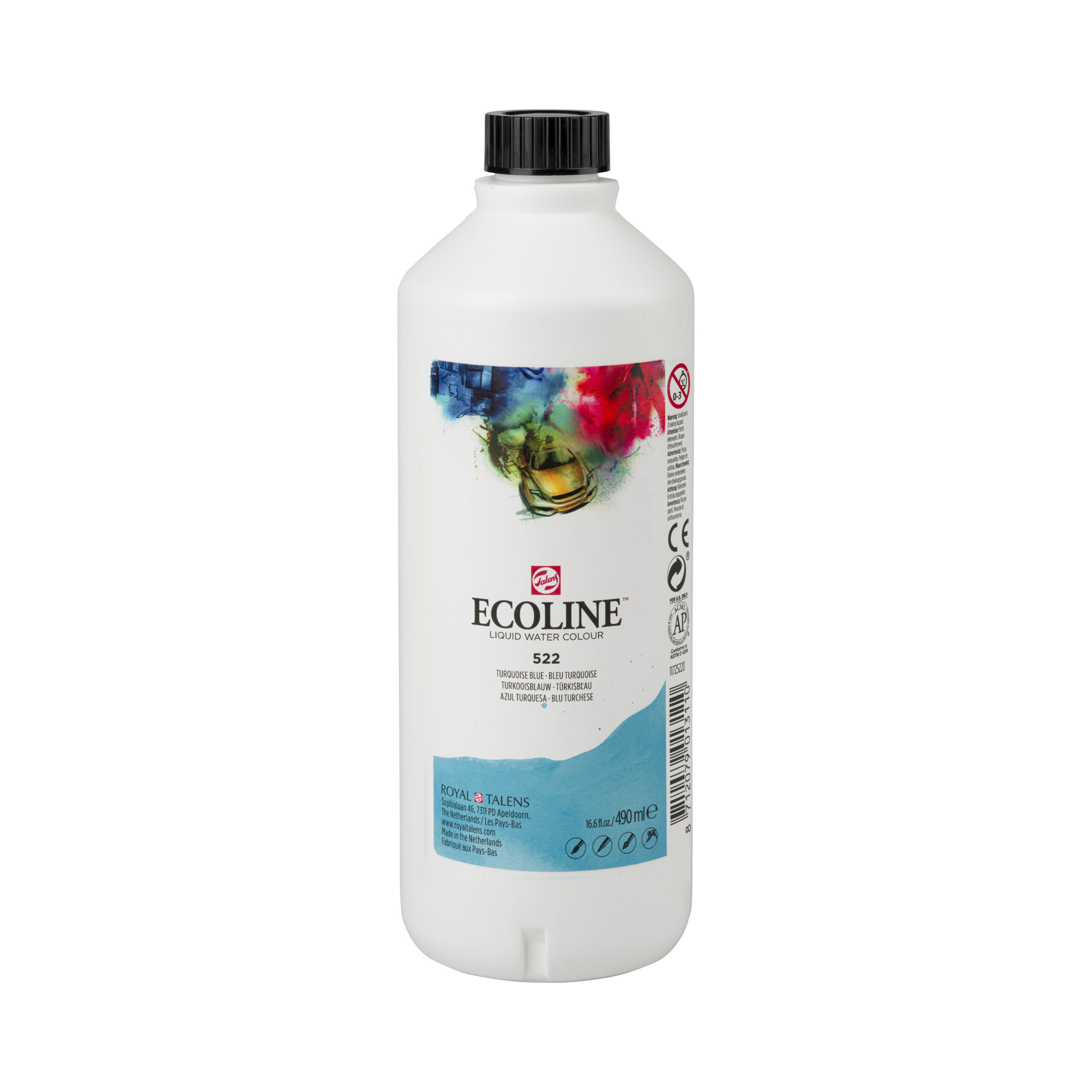 Ecoline Vloeibare Waterverf Fles 490 ml Turkooisblauw 522
