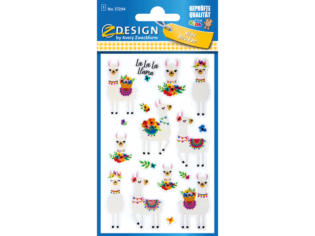 Glitter etiket Z-design Kids pakje a 1 vel alpaca's