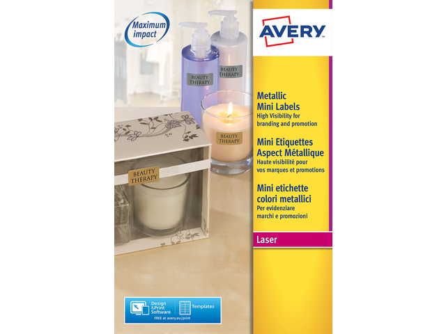 Laseretiket Avery 38,1x21,2 goud doos 25 vel 65 et. per ve