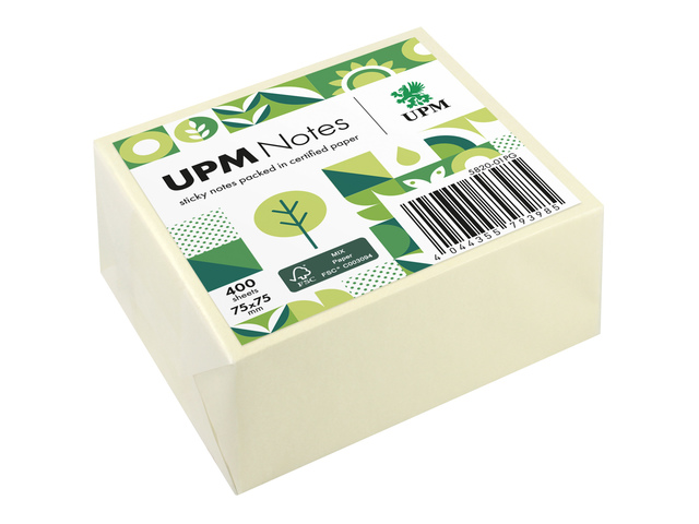 UPM notes 75x75 pastel geel blok a 400 vel