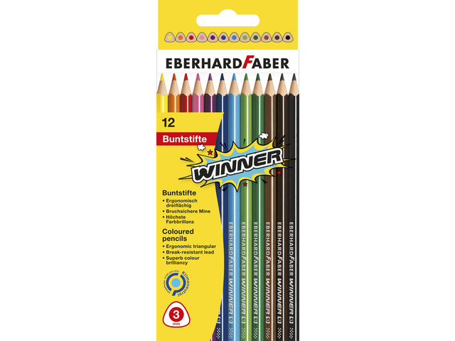 Kleurpotlood EFA Winner drie- kantig assorti etui à 12 stuks