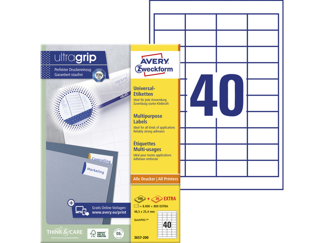 Etiket Avery ILK 48,5x25,4mm wit doos 100 vel 40 et. per ve