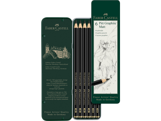 Grafietpotlood FC Pitt Mat Etui a 6st. Inhoud: 1x 2B, 4B,