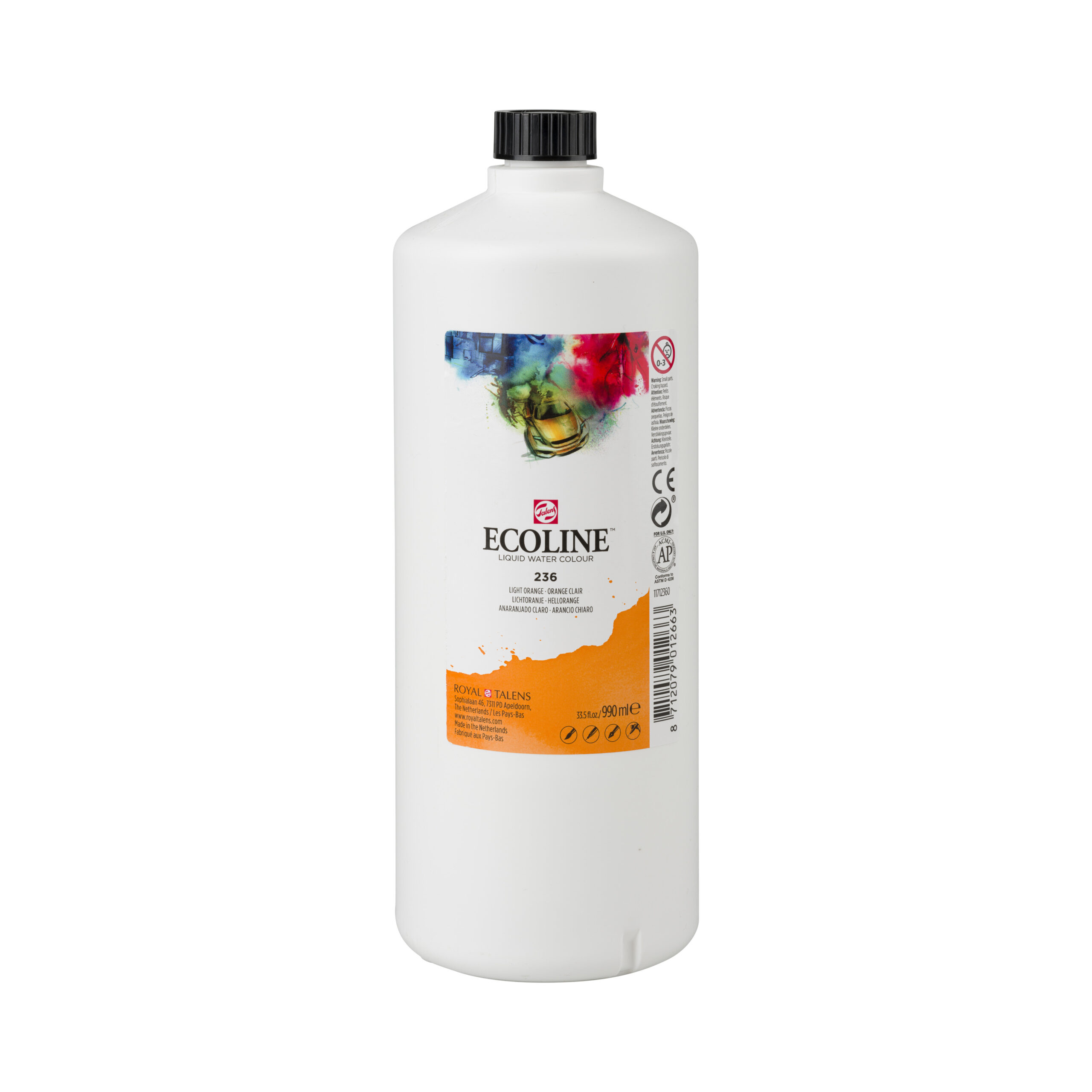 Ecoline Vloeibare Waterverf Fles 990 ml Lichtoranje 236