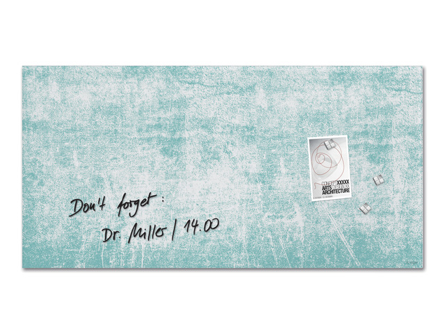 Glasmagneetbord Sigel mat turq 910x460mm drie magneten