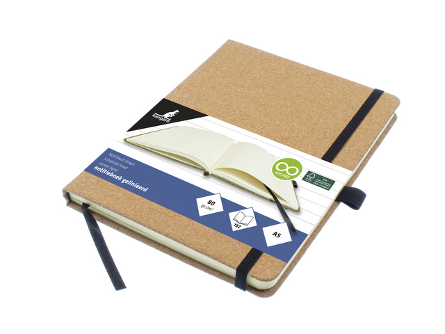 Notitieboek Kangaro A5 kurk lijn HC 96 vel 80 grams roomwi