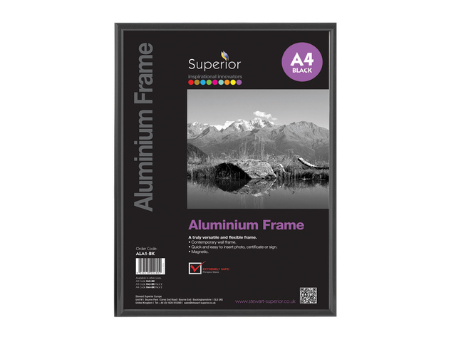 Fotolijst Seco A4 zwart geborsteld aluminium 11 mm