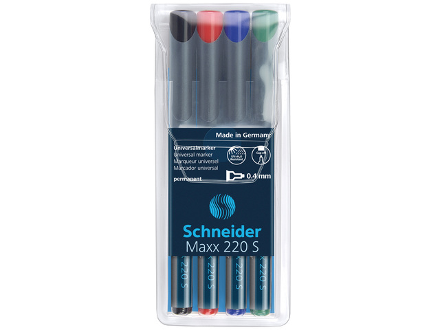 Marker Schneider Maxx 220 S 0,4mm perm. etui a 4 st. ass
