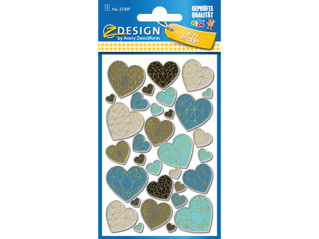 Puffy etiket Z-design Kids pakje a 1 vel hartjes