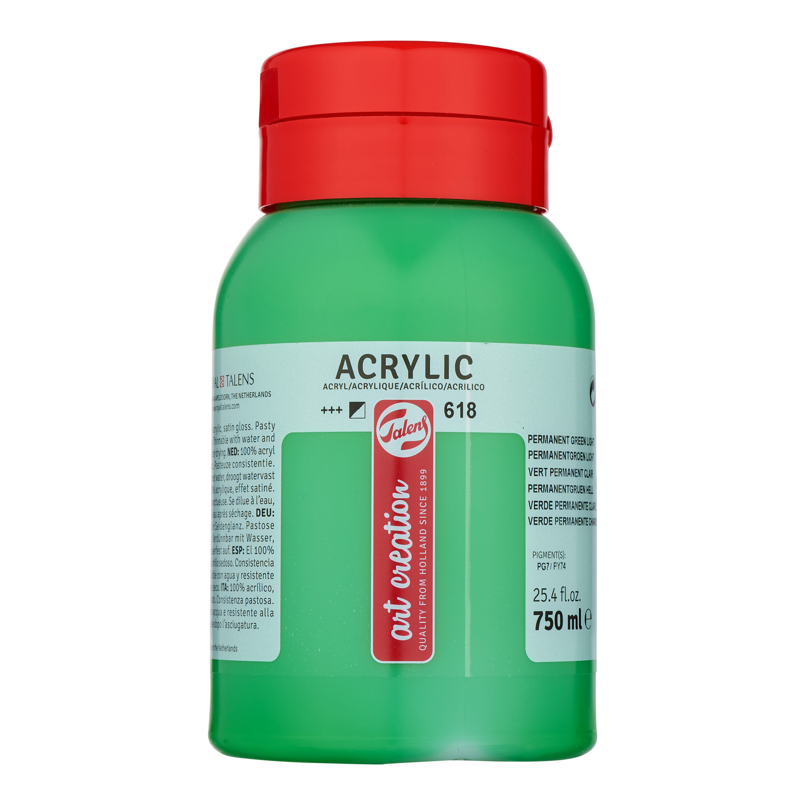 Talens Art Creation Acrylverf Pot 750 ml Permanentgroen Licht 618