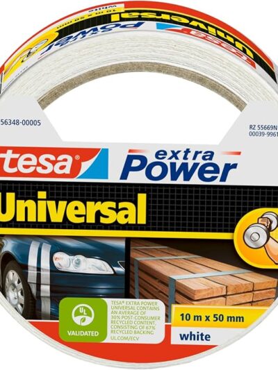 Ducttape Tesa Extra Power 10 m x 50 mm wit krimpverpakking 6 stuks