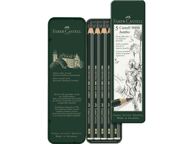 Potlood FC 9000 etui 5 stuks HB/2B/4B/6B/8B