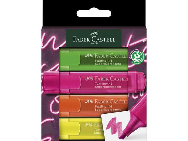 Tekstmarkers FC 46 Neon 4 stuks in karton etui