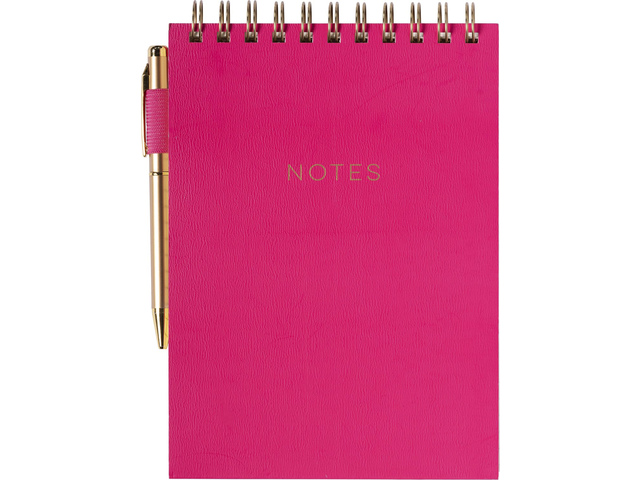 Notitieblok Eccolo spiraal met pen Pink lijn ca.15x22cm 80gr.