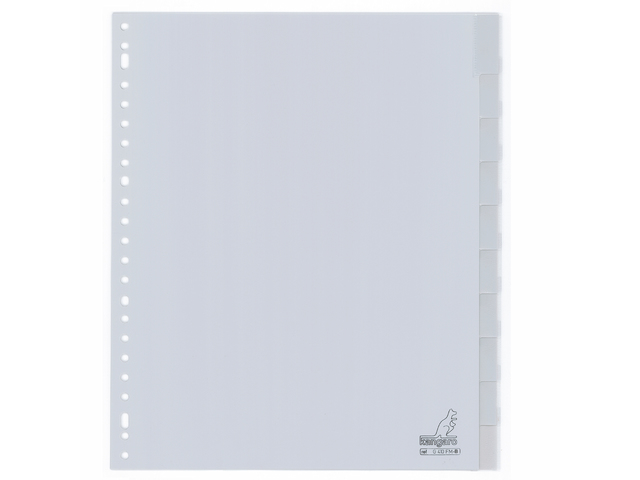 Tabblad Kangaro A4 venster PP 120 micron 23r. 10dlg grijs - G410FM-B