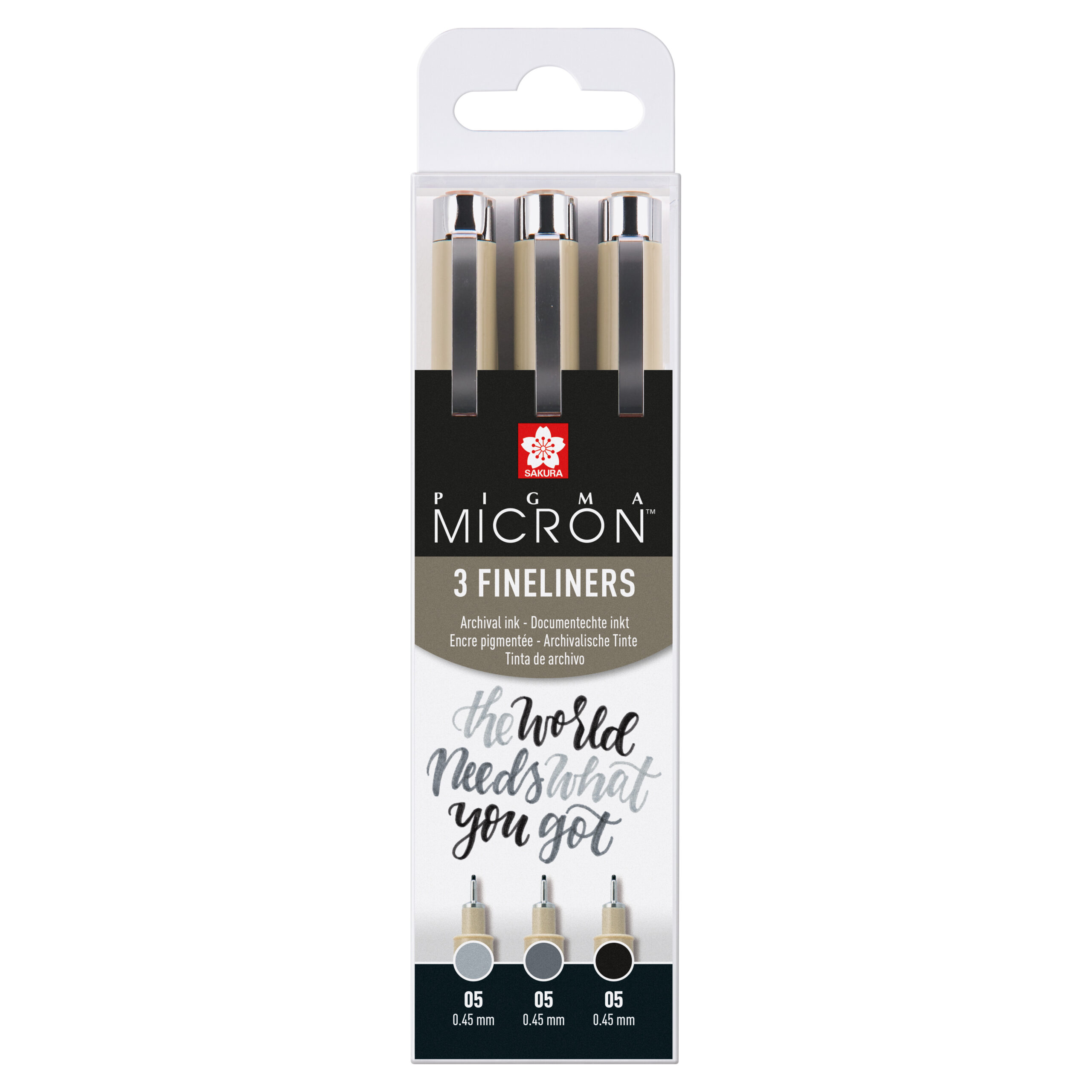 Sakura Pigma Micron 05 fineliner set | 3 pennen, zwart & grijs
