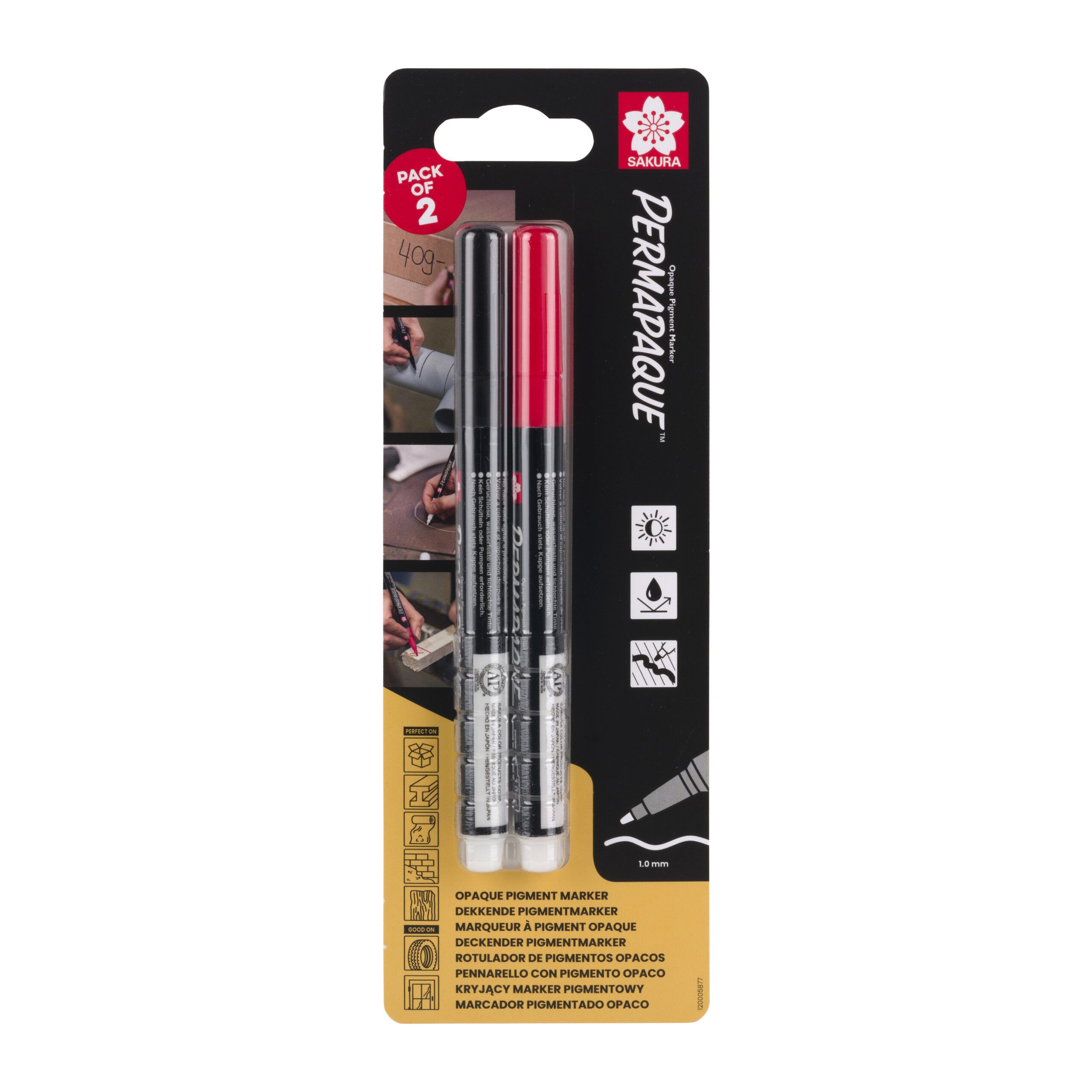 Sakura Permapaque Fijn set | Zwart + Rood