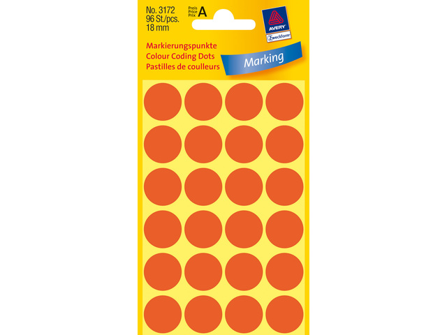 Etiket Zweckform 18mm rond blister 4 vel a 24 et. l.rood