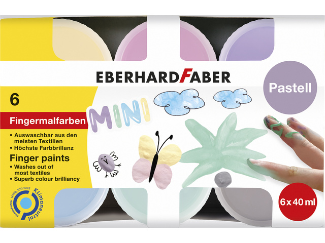 Vingerverf EFA ass. kleuren pastel 6x40ml in karton