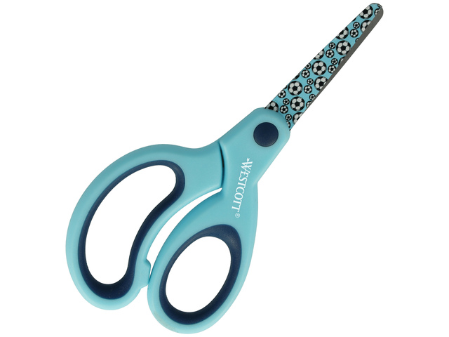 Schaar Westcott Kids 13cm softgrip ronde punt blauw met