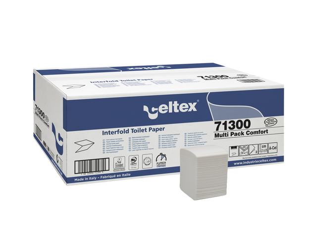 Toiletpapier Celtex gevouwen 2-laags wit 250 vel doos a 36