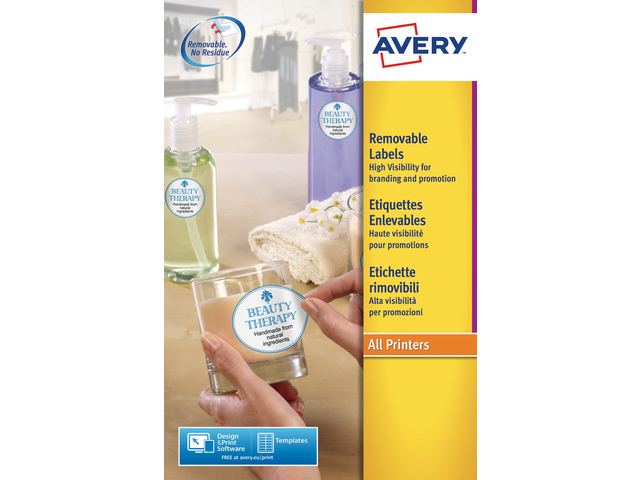 Etiket Avery ILK 10mm rond wit NP doos 25 vel 315 et. per vel