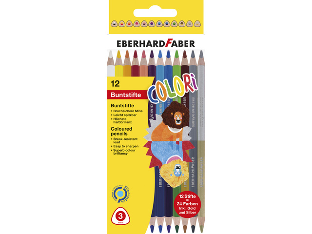 Kleurpotlood EFA 2-zijdig ge- kleurd etui a 12st. 24 kleuren