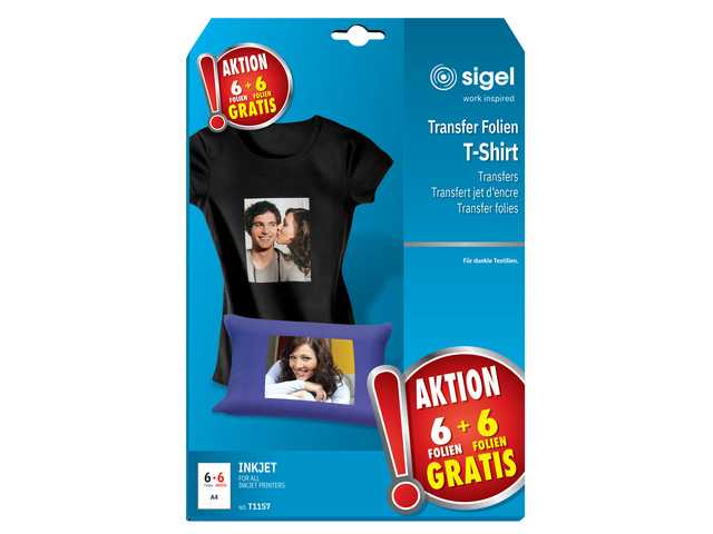 Inkjetfolie Sigel A4 Transfer blanco 6st + 6 gratis voor - SI-T1157
