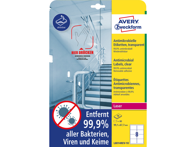 Bedrukbaar antimic. etiket Zweckform 99,1x67,7mm transp.