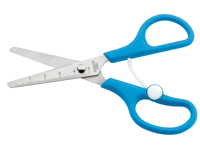 Schaar Westcott Kids 13cm met open hulp in polyzak blauw