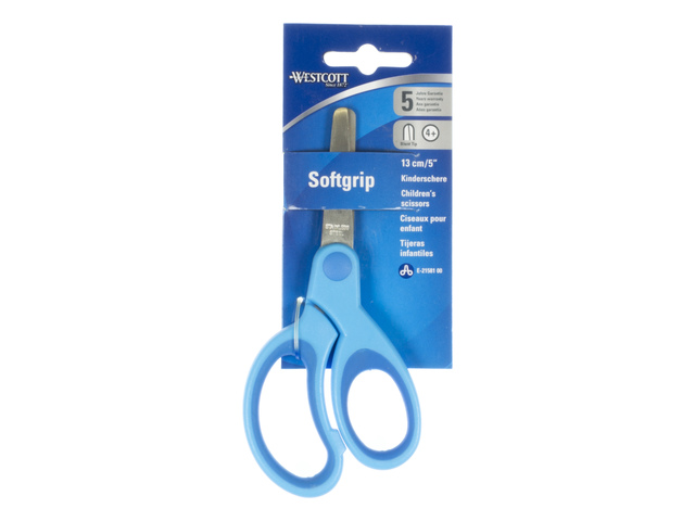 Schaar Westcott Kids 13cm softgrip ronde punt blauw