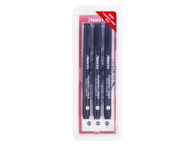 Pigmentliner Aristo set 3 st. 0.3,0.5,0.7 in bewaardoos