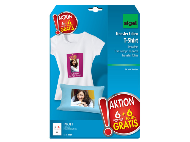 Inkjetfolie Sigel A4 Transfer blanco 6st + 6 gratis voor - SI-T1156