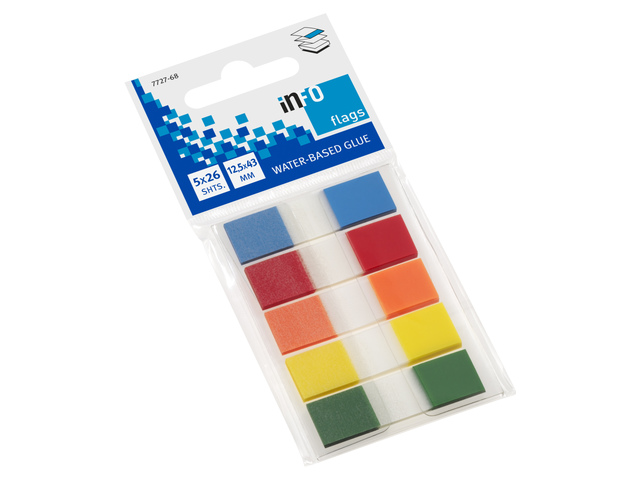 Info flags 12,5x43mm assorti blister à 5 kleuren transp.